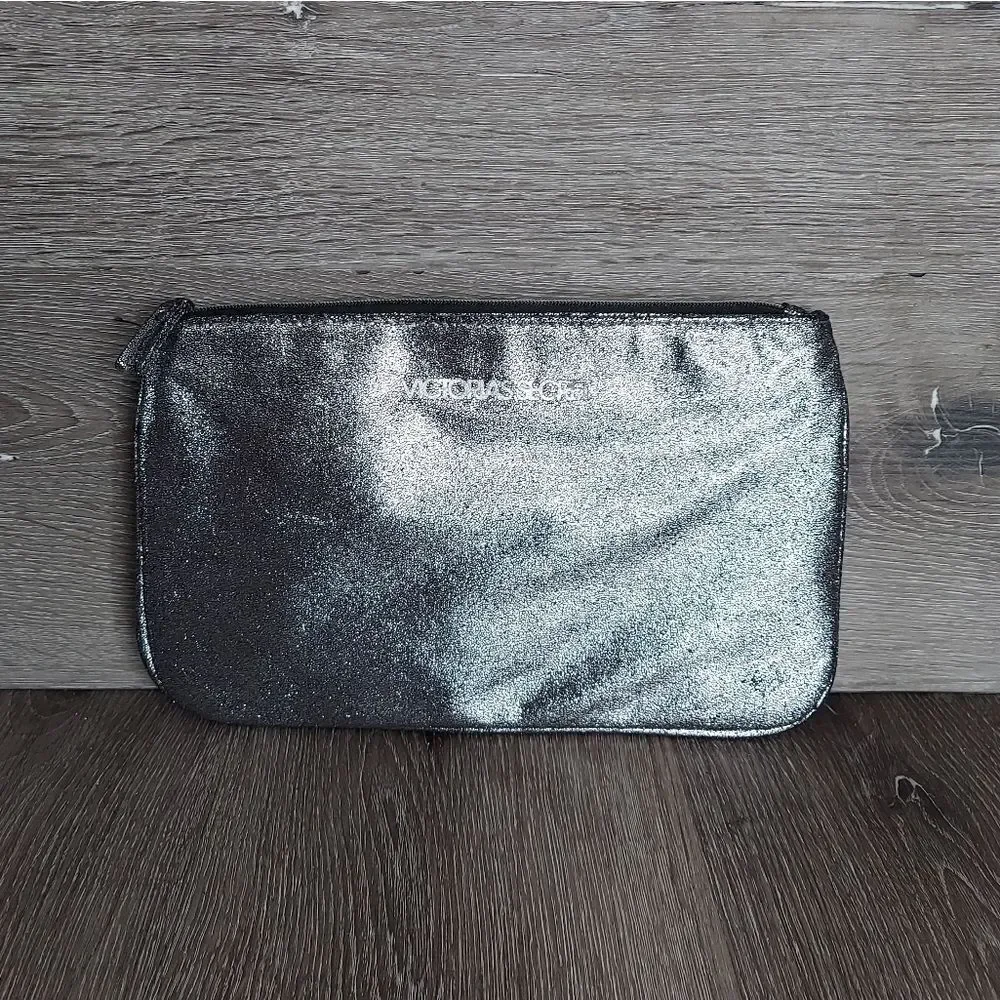 Victoria's Secret Silver Metallic Makeup Bag